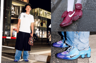 スパイクスニーカーを履いた人のストリートスナップ