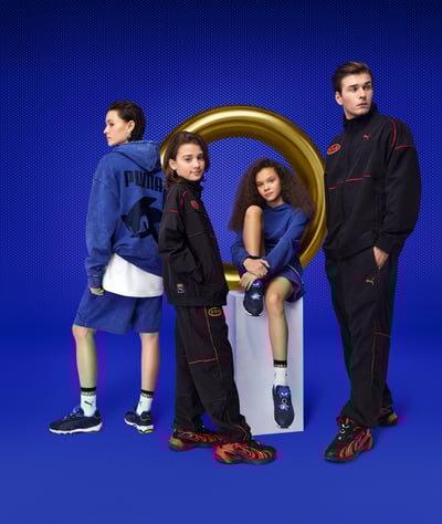 プーマとソニックのコラボレーション商品のヴィジュアル