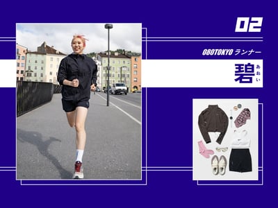 碧さんのランニングスナップと愛用ギアのコラージュ