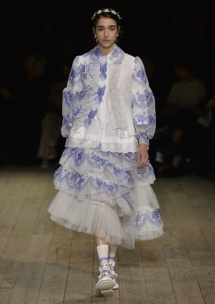 Simone Rocha】white×blue エンブロイダリー スカート-