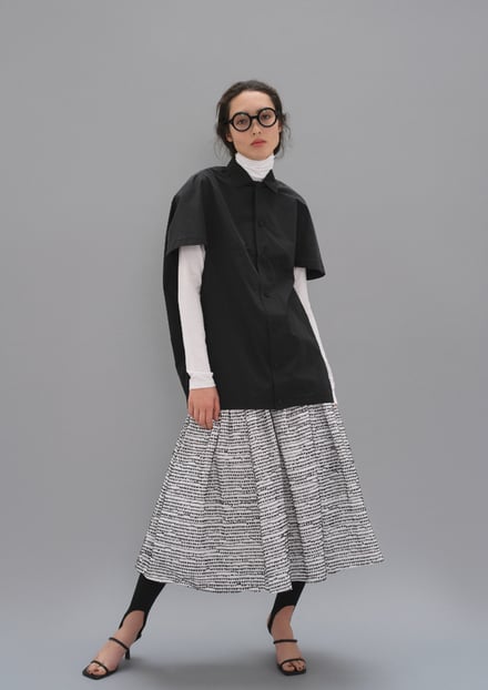 SHE Tokyo フリンジツイードスカート モケスカート ブラック 黒 美品-