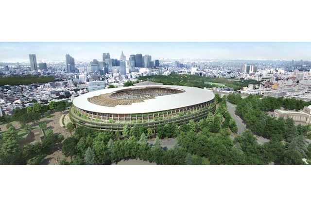 外観イメージ(競技大会後30年の姿) 画像:新国立競技場整備事業 大成建設・梓設計・隈研吾建築都市設計事務所/JSC提供