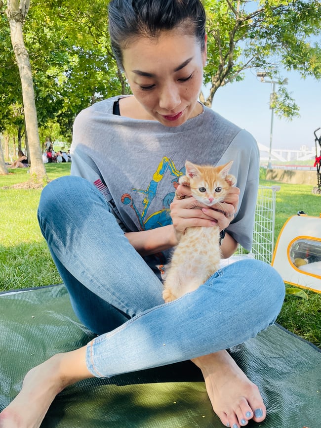 子猫を抱く美弥さん