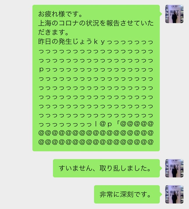 パソコンの上を歩いた結果文字が打たれてしまった画面