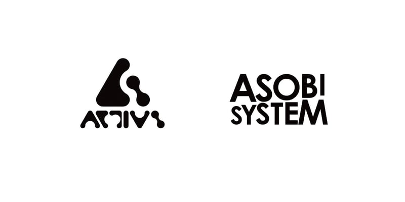 白地に黒で表記されたアソビシステムとActiv8のロゴ
