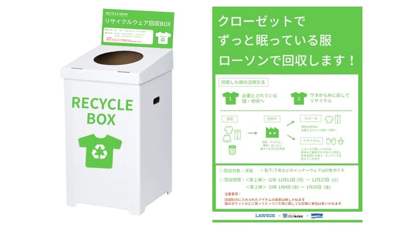 日本出版販売とローソンによる衣類のリサイクルボックス