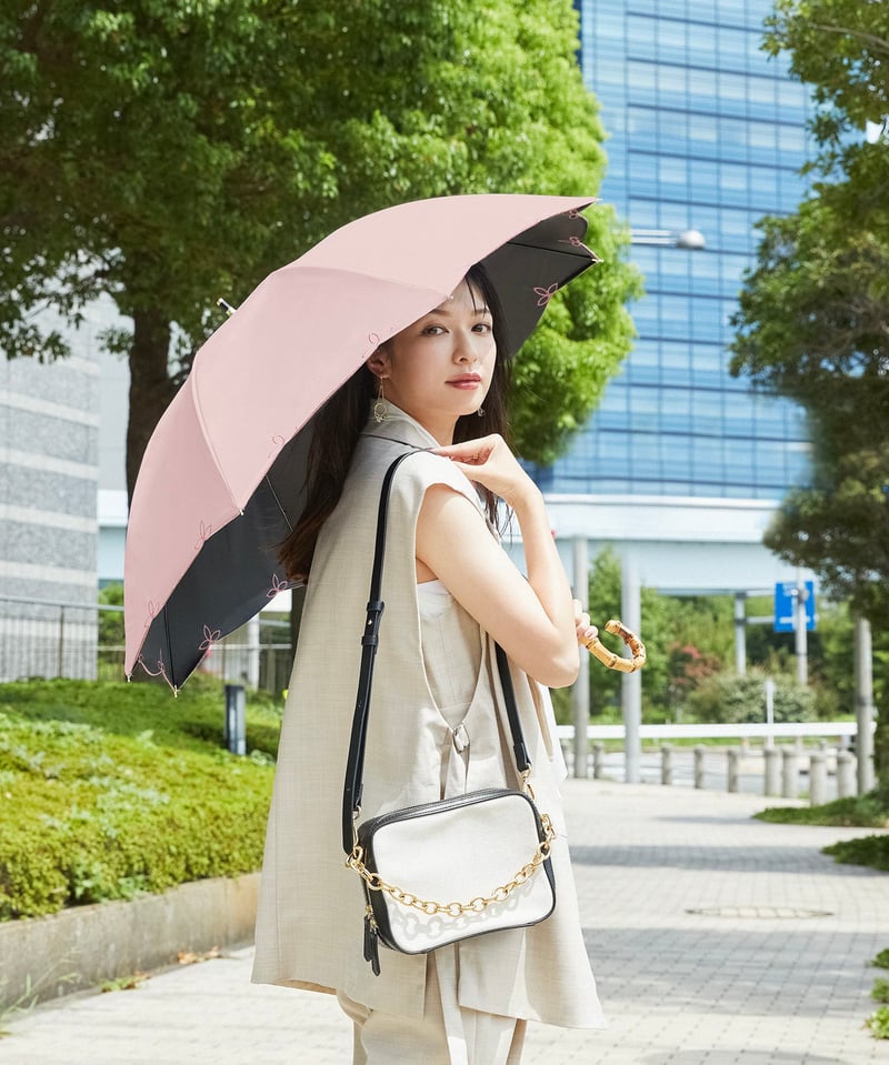 日本未発売】 晴雨兼用 完全遮光 折り畳み傘 紫外線 UVカット 日傘 雨傘 オフホワイト