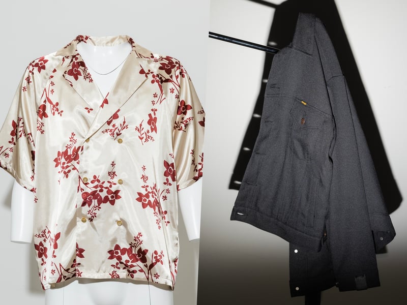 ミオズモーキーの花柄シャツとNハリ×ラングラーのジャケット