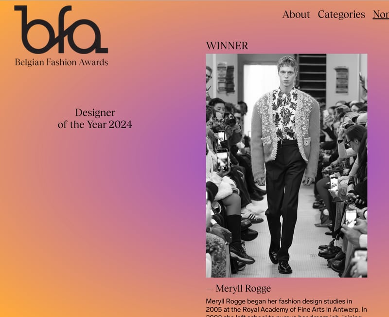 Belgian Fashion Awardの公式サイトの画像