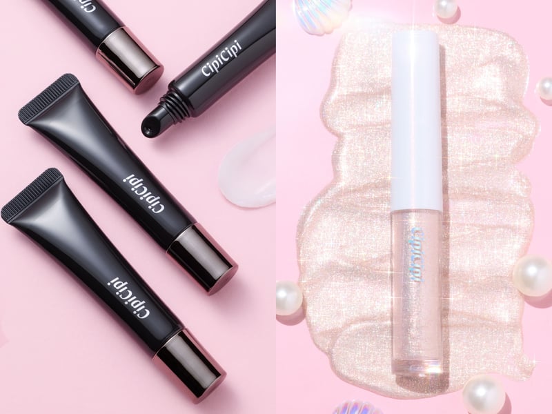 リッピセラムとピンクのグリッターライナー