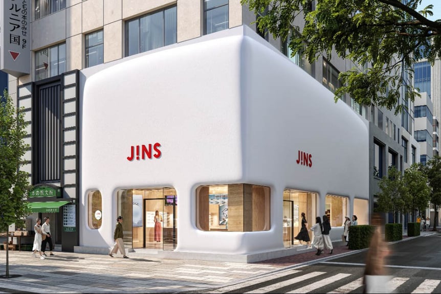 2026年春にオープン予定のジンズ初のグローバル旗艦店「JINS銀座店」のイメージ