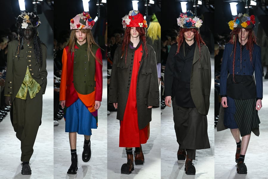 コム デ ギャルソン オム プリュス × ヒヅメ 花の装飾をあしらった