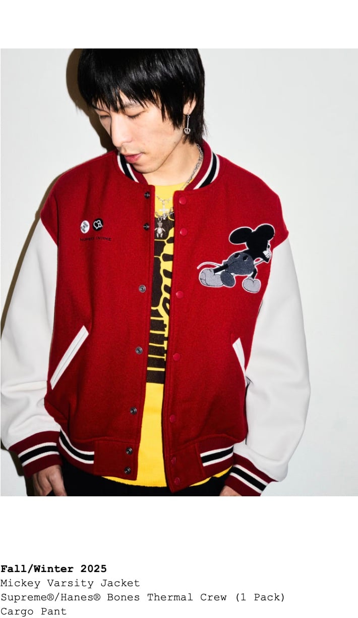 シュプリームが25年秋冬でナンバーナインとコラボ ミッキーマウスを