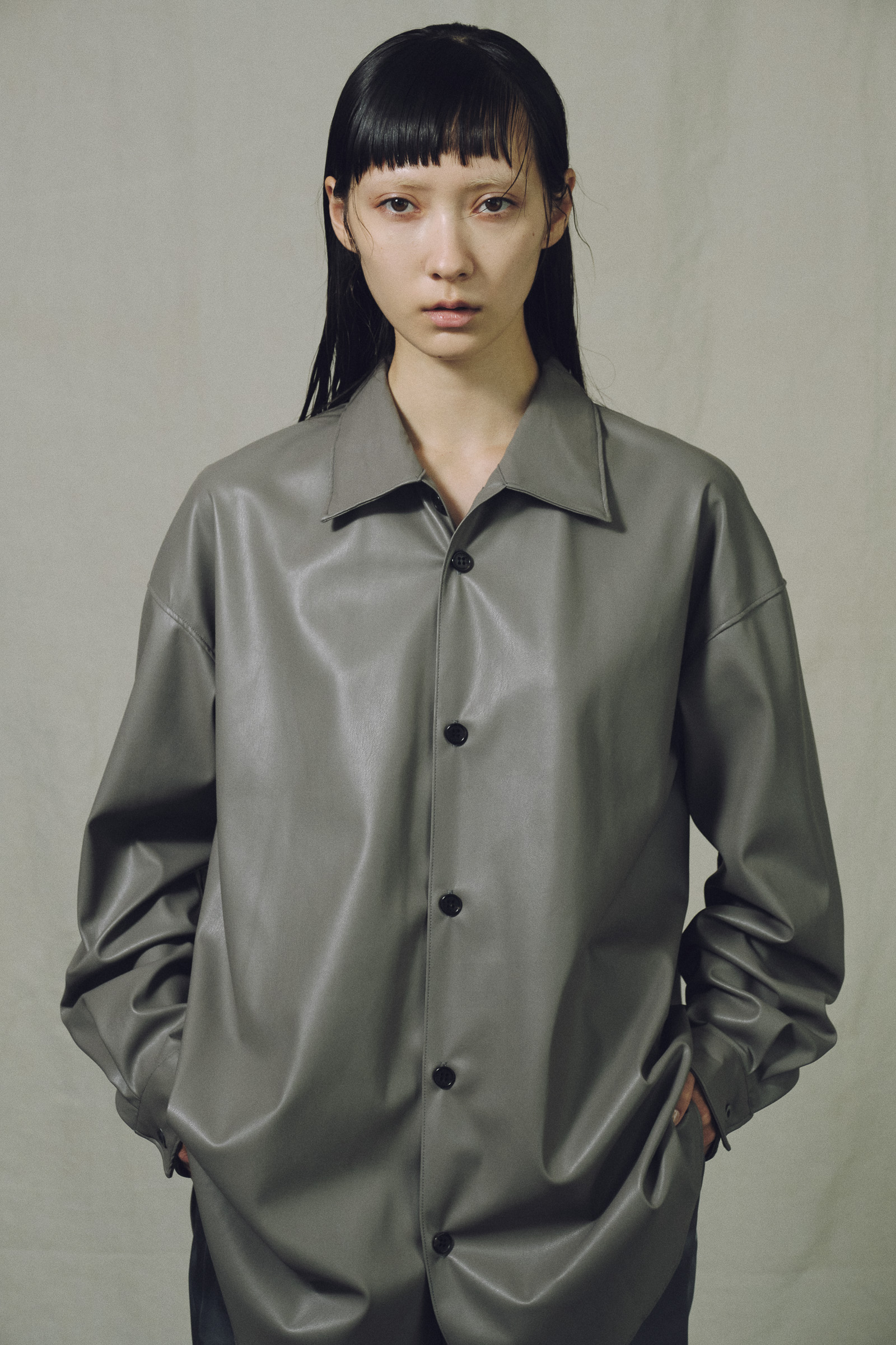 semoh synthetic leather shirts - シャツ