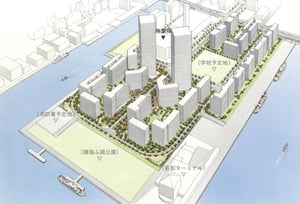東京五輪選手村跡地に住宅棟と4階建ての商業施設建設