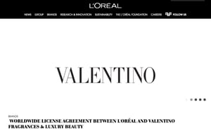 ロレアルが「ヴァレンティノ」とグローバルライセンス契約を締結