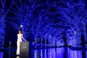 加藤綾子が「青の洞窟」の点灯式に登場、今年は"サウンドジェニック"なイルミネーションに