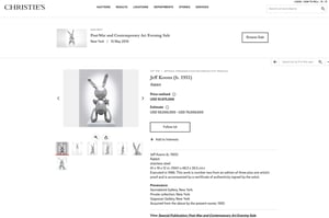 ジェフ・クーンズのうさぎの彫刻が約100億円で落札、存命作家の作品では史上最高額
