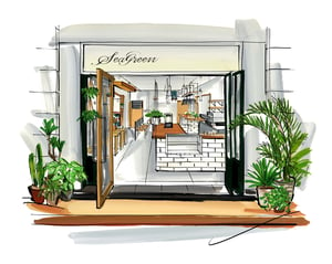 「シーグリーン」初のコンセプトカフェが鎌倉に、ハーニー＆サンズのアレンジティーを提供