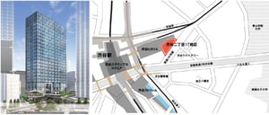 渋谷ヒカリエ横に新たな複合施設が誕生、低層部に商業機能など配置
