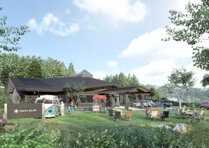 スノーピークが岩手県初の直営キャンプ場をオープン、隈研吾によるモバイルハウスを設置