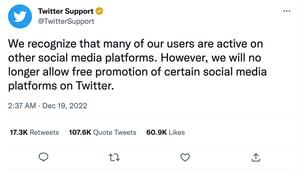 Twitterが競合他社のリンクを禁止に、Instagramなど7社が対象