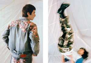 パレスとデニムブランド「エヴィス」がコラボ　桜を刺繍したジャケットなど発売