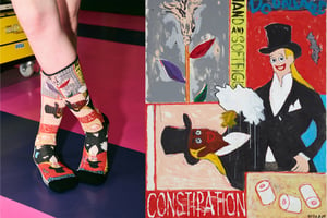 靴下ブランド「ホイサム」が横尾忠則とコラボ　「寒山拾得」展の開催に伴い発売