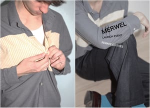 20歳の現役文化学生が手掛けるブランド「メルウェル」がデビュー、実験的な一点物のリメイク古着とシャツ2型を展開