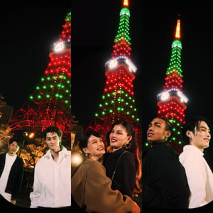 「グッチ」日本上陸60周年を記念する東京タワーのライトアップ　3組のゲストが祝福