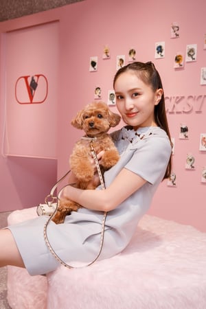 百田夏菜子が愛犬とショッピング　「ヴァレンティノ ガラヴァーニ ロックスタッズ ペット」が銀座で開催