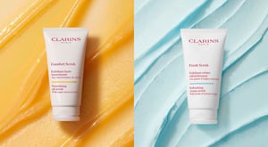 クラランスのフェイススクラブが進化　クリームとオイルの2タイプを展開
