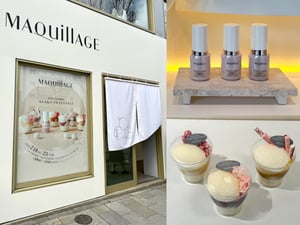 マキアージュが新ファンデ美容液のポップアップ開催　白玉肌に着想したスイーツを提供