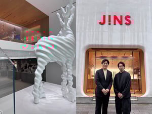 ジンズ初「グローバル旗艦店」の全貌公開　万博で展示された名和晃平の作品を常設、制服はCFCLが制作