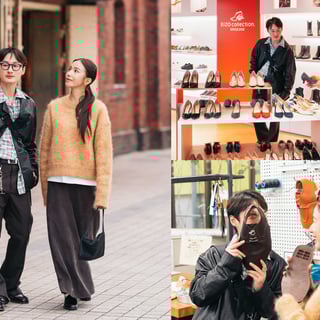 革靴の店内を巡る2人