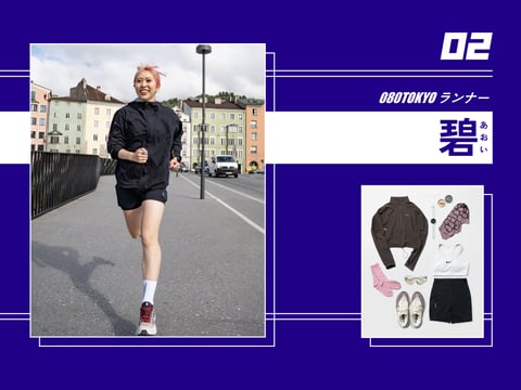 碧さんのランニングスナップと愛用ギアのコラージュ