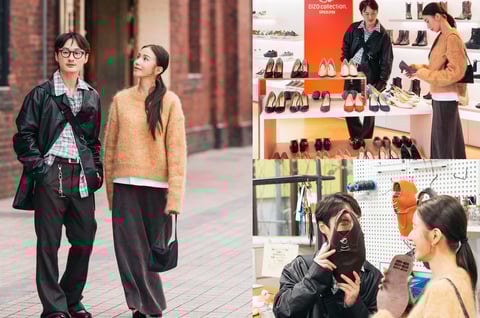 革靴の店内を巡る2人