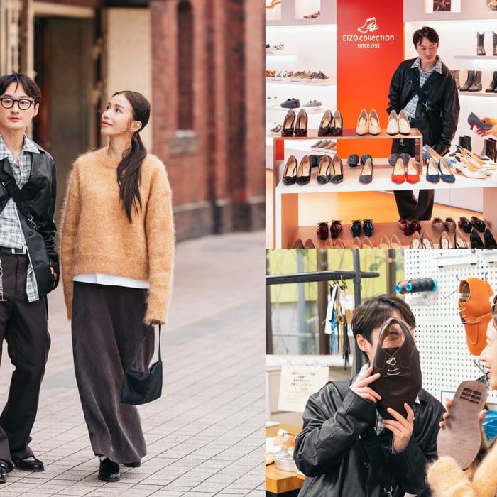 革靴の店内を巡る2人