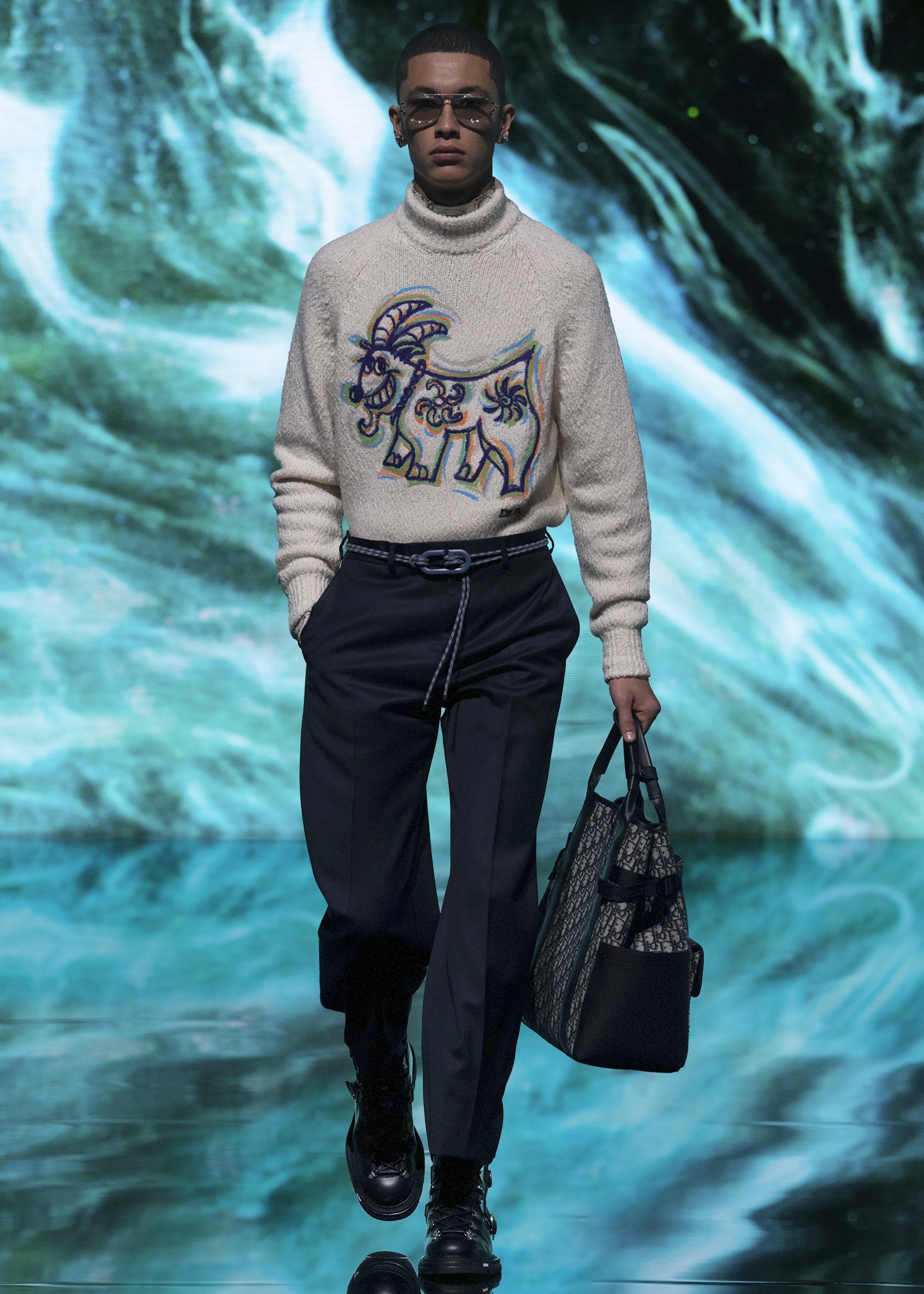 Dior タイガー刺繍 ケニーシャーフコラボ 半袖ニットセーター